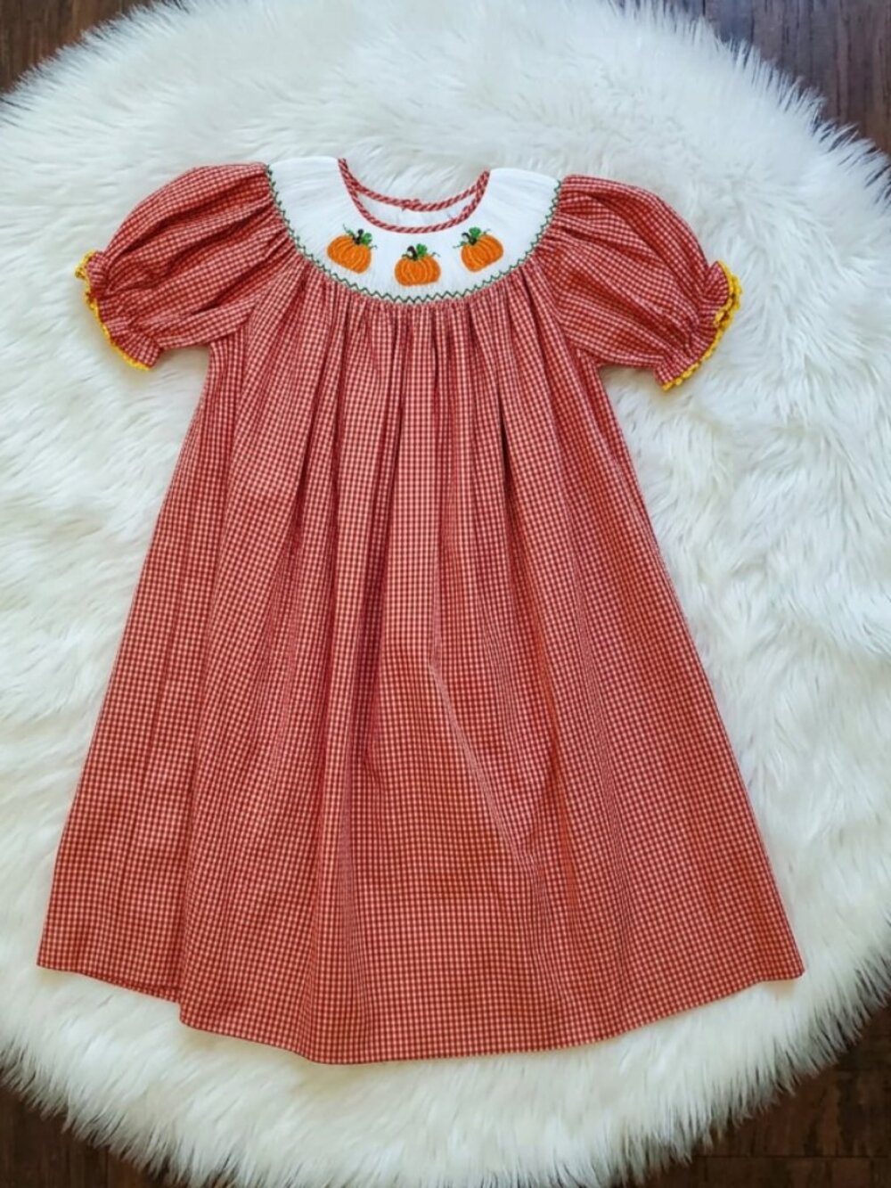 Mom & Me Bishop Smocked Pumpkin Dress Size 3T